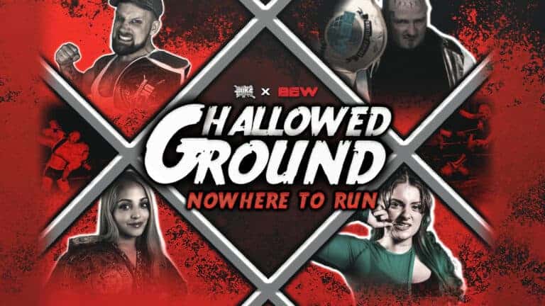 UKW and BEW wrestlers at Hallowed Ground event in action.